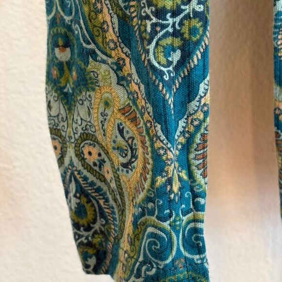Vintage Bobbie Brooks Teal Paisley Mock Neck Top - Picture 3 of 6